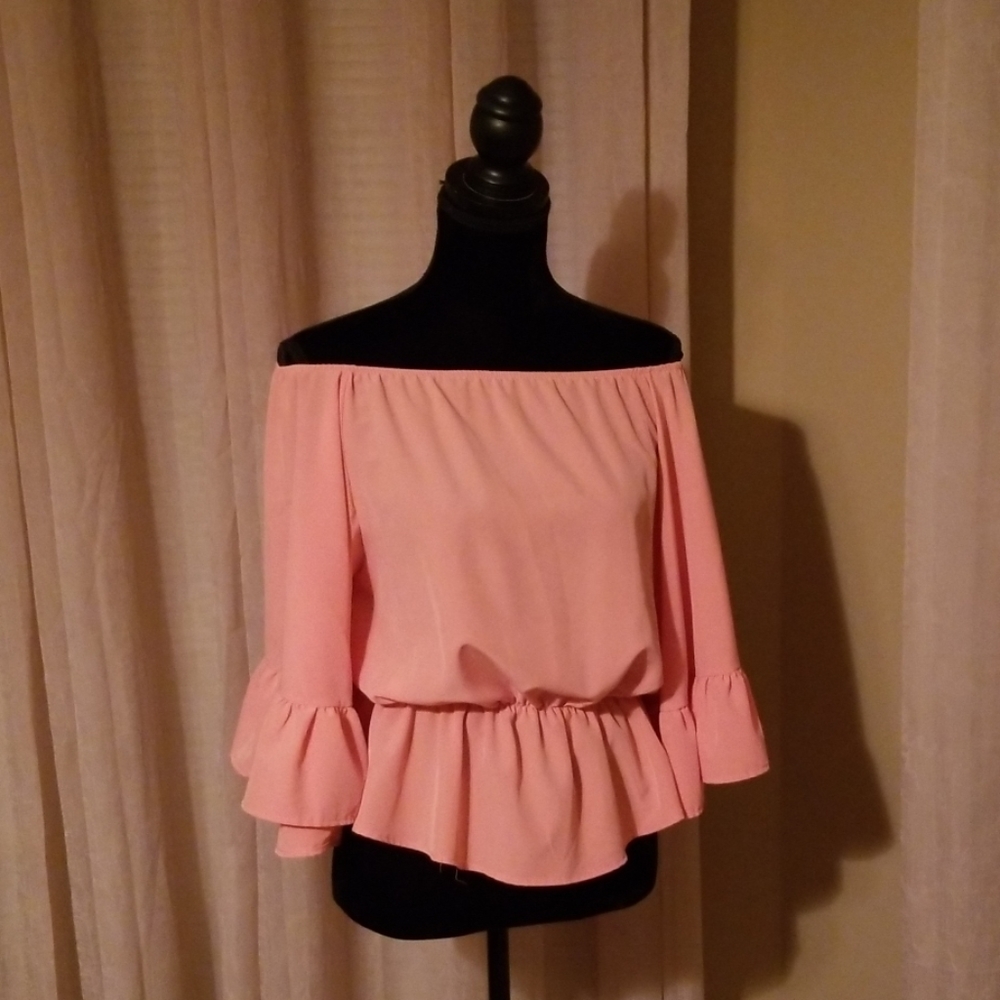Peach off the shoulder top